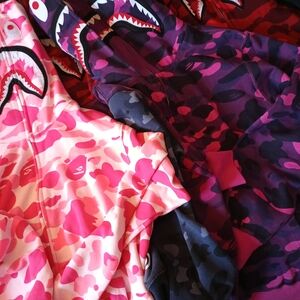 Bape Pink and Purple Camo Zip Up Sweater